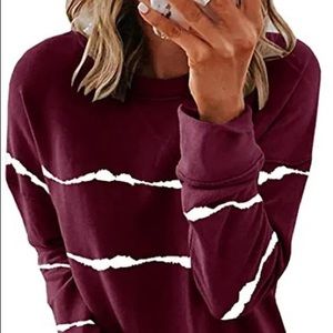 Burgundy stripe long sleeve pullover
